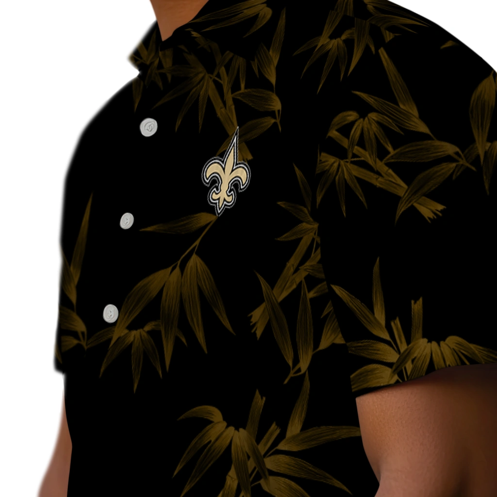 New Orleans Saints Hawaiian Shirt - Bamboo Branches new orleans saints bamboo branches gold black hawaiian shirts trendy