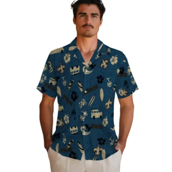 new orleans saints beach vibe navy hawaiian shirts fashion forward