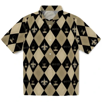new orleans saints balloon plaid gold hawaiian shirts best selling