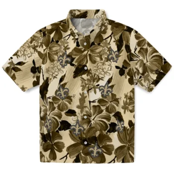 new orleans saints hibiscus arrangement gold hawaiian shirts best selling