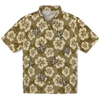 new orleans saints hibiscus cluster gold hawaiian shirts best selling