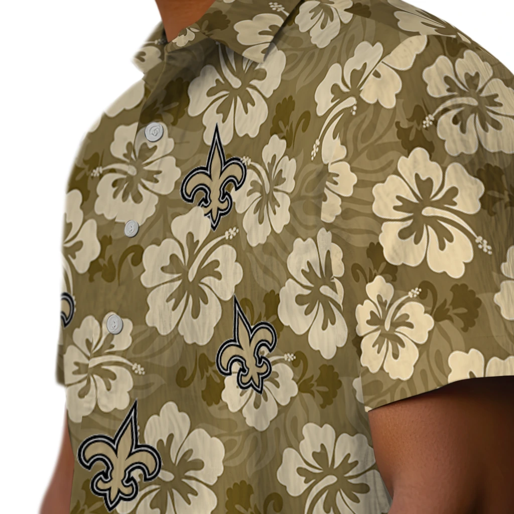 New Orleans Saints Hawaiian Shirt - Hibiscus Cluster new orleans saints hibiscus cluster gold hawaiian shirts trendy