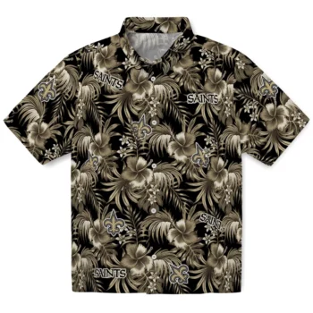 new orleans saints hibiscus exotic gold hawaiian shirts best selling