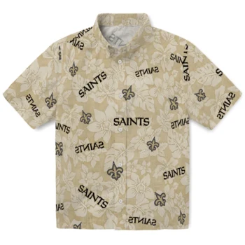 new orleans saints hibiscus oasis gold hawaiian shirts best selling