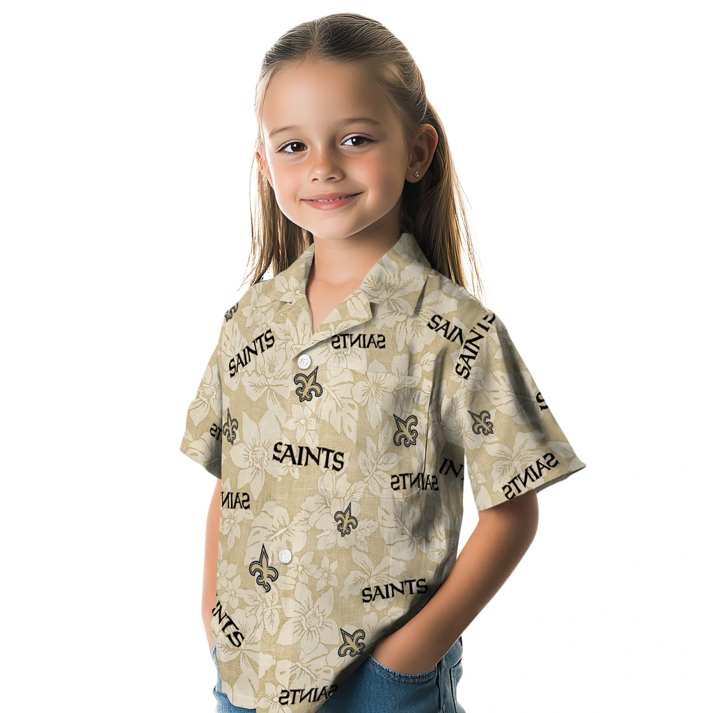 New Orleans Saints Hawaiian Shirt - Hibiscus Oasis new orleans saints hibiscus oasis gold hawaiian shirts premium grade