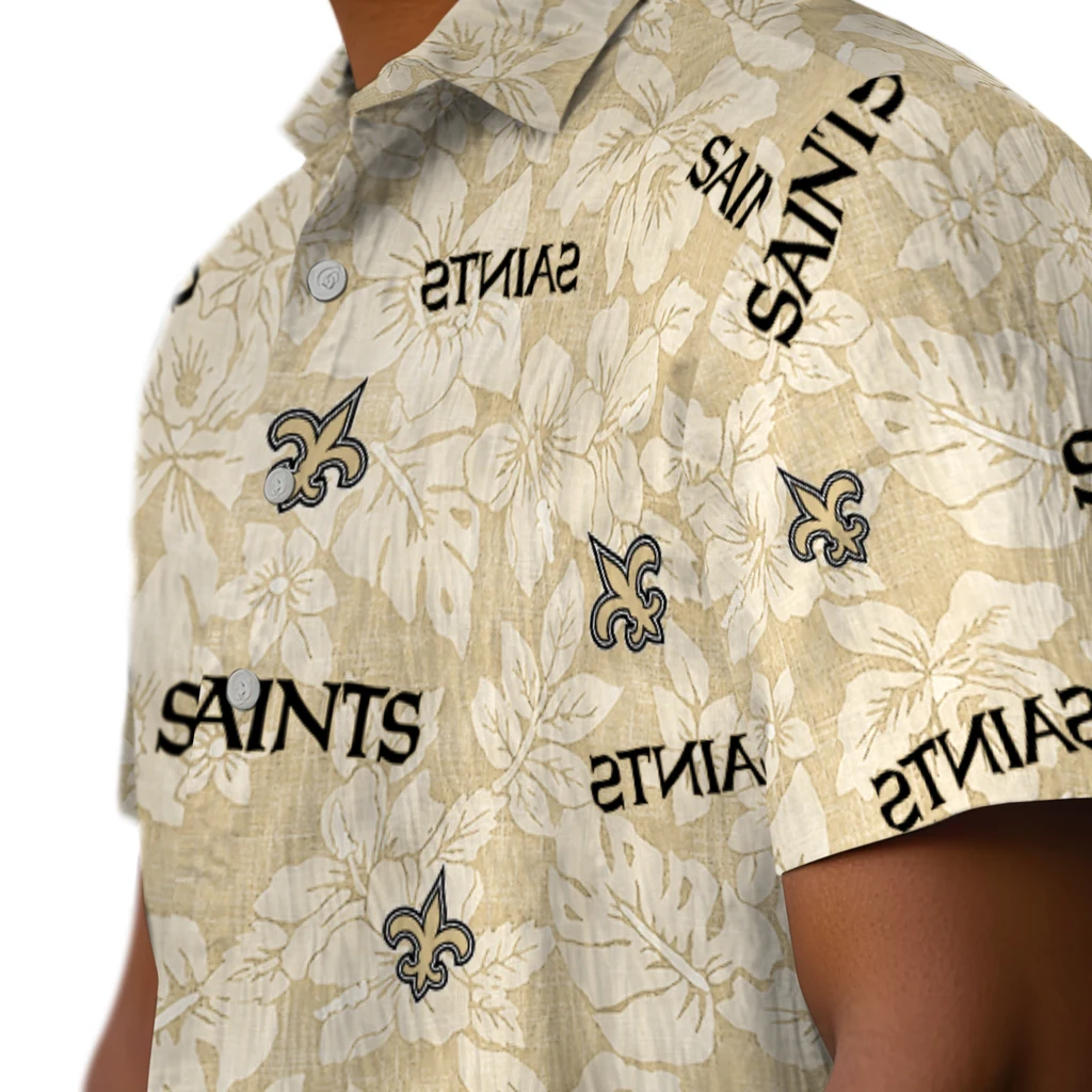 New Orleans Saints Hawaiian Shirt - Hibiscus Oasis new orleans saints hibiscus oasis gold hawaiian shirts trendy