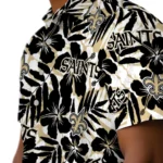 New Orleans Saints Hawaiian Shirt – Hibiscus Overlay
