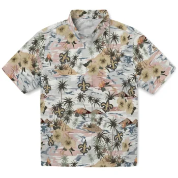 new orleans saints hibiscus seaside white hawaiian shirts best selling