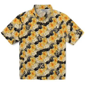 new orleans saints hibiscus tropics gold yellow hawaiian shirts best selling