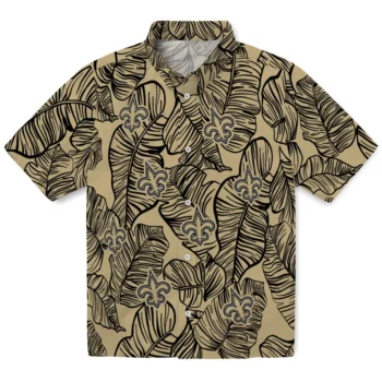 new orleans saints leaf outline gold hawaiian shirts best selling