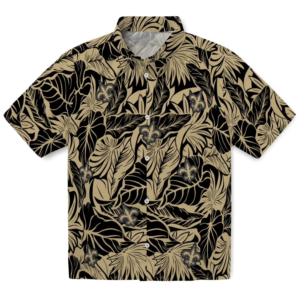 New Orleans Saints Hawaiian Shirt - Monstera Layer new orleans saints monstera layer gold hawaiian shirts best selling