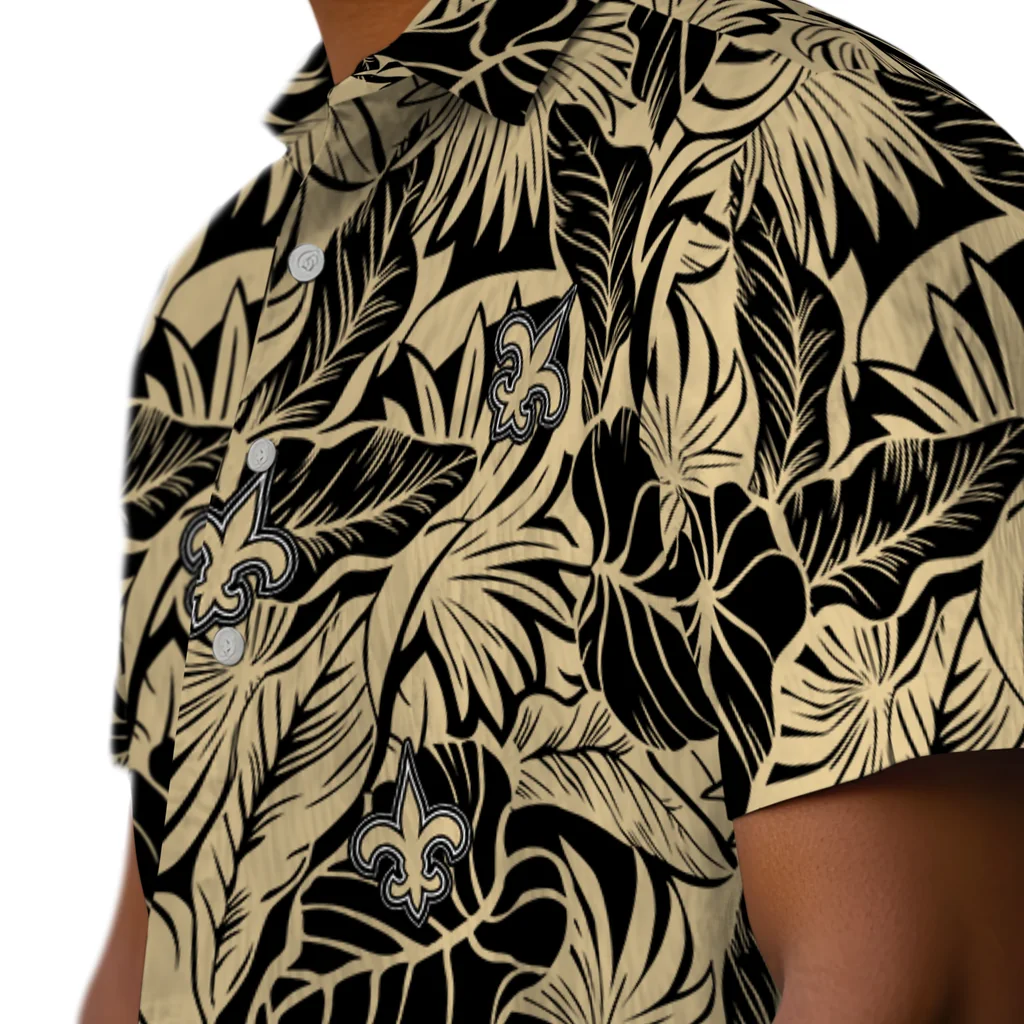 New Orleans Saints Hawaiian Shirt - Monstera Layer new orleans saints monstera layer gold hawaiian shirts trendy