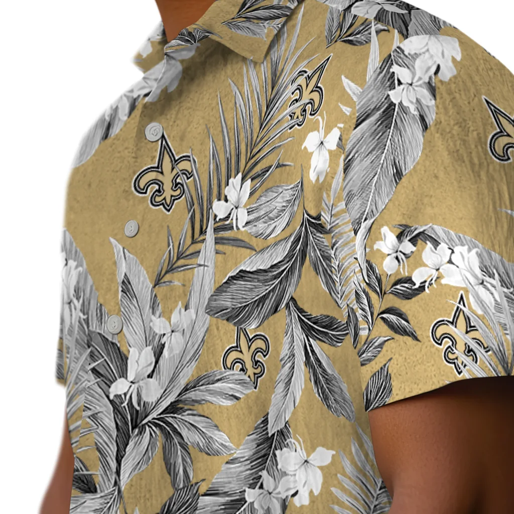 New Orleans Saints Hawaiian Shirt - Palm Leaves new orleans saints palm leaves gold hawaiian shirts trendy