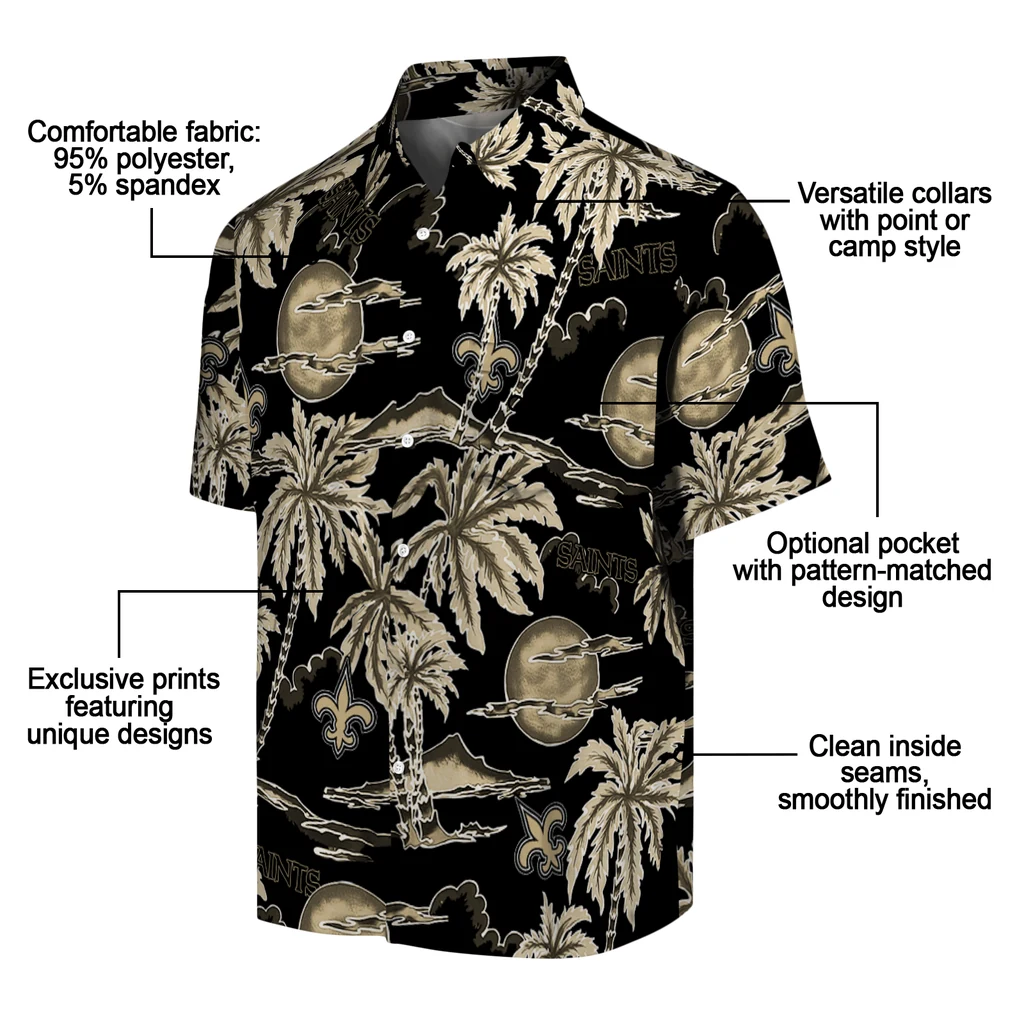 New Orleans Saints Hawaiian Shirt - Palm Sunset new orleans saints palm sunset hawaiian shirts new arrival