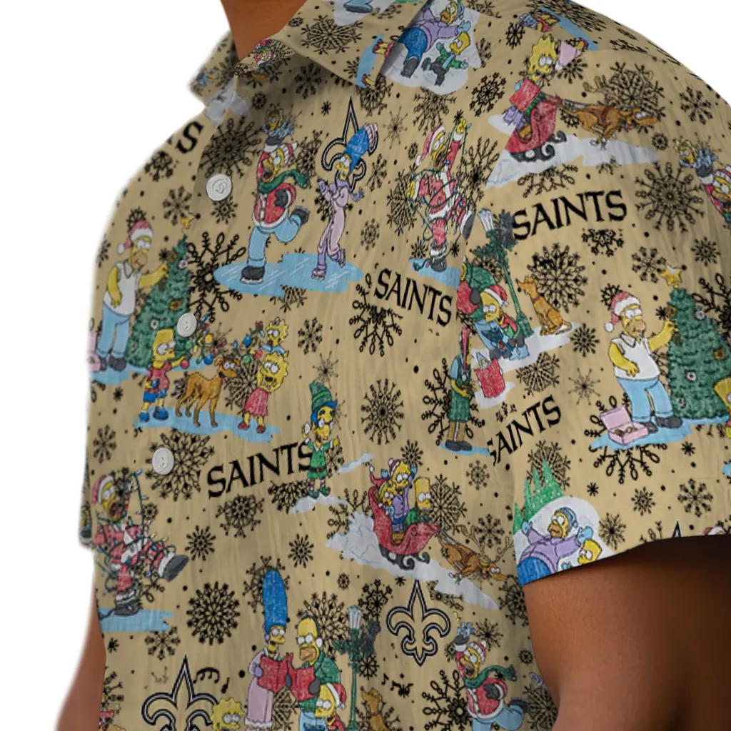 New Orleans Saints Hawaiian Shirt - Simpsons Christmas new orleans saints simpsons christmas gold hawaiian shirts trendy
