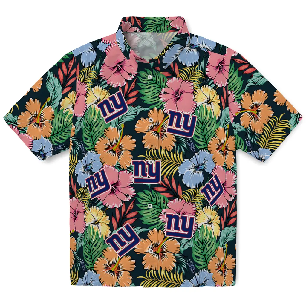 New York Giants Hawaiian Shirt - Brilliant Hibiscus Garden new york giants brilliant hibiscus garden hawaiian shirts best selling