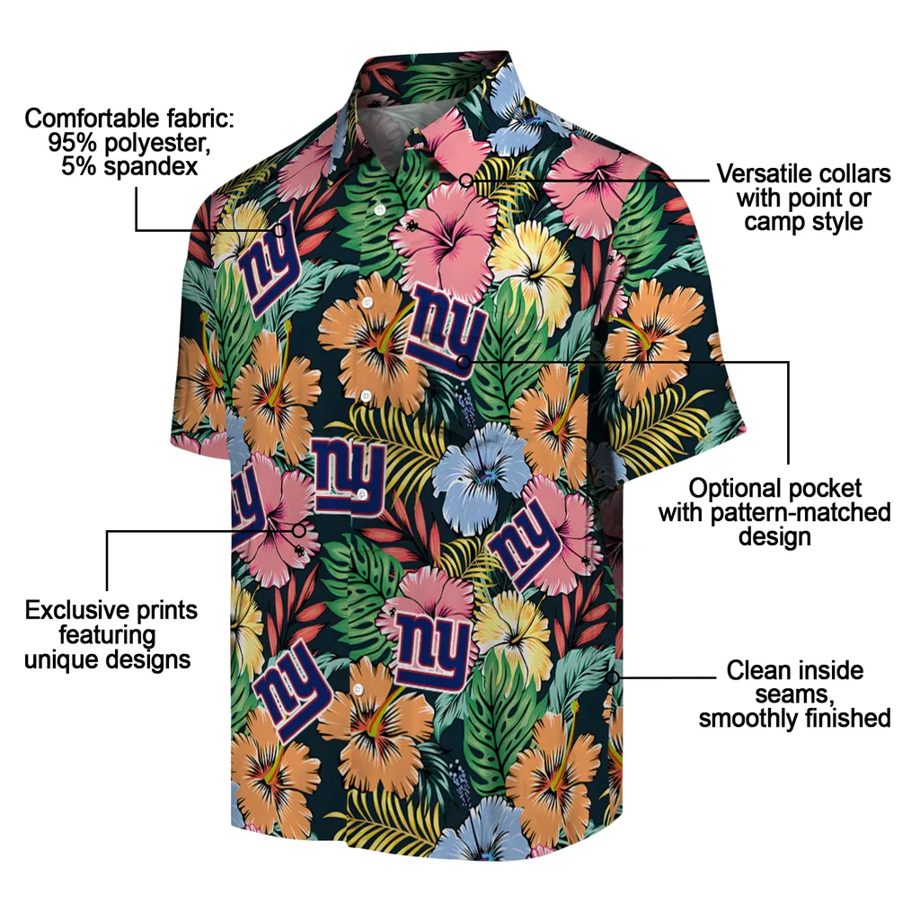 New York Giants Hawaiian Shirt - Brilliant Hibiscus Garden new york giants brilliant hibiscus garden hawaiian shirts new arrival