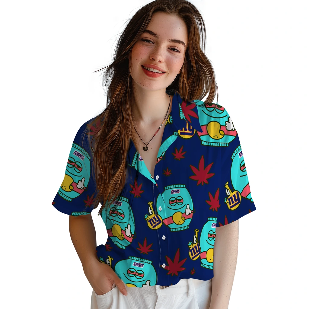 New York Giants Hawaiian Shirt - Chill Vibe new york giants bong smile blue hawaiian shirts latest model