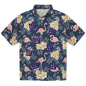 new york giants flamingo hibiscus navy hawaiian shirts best selling