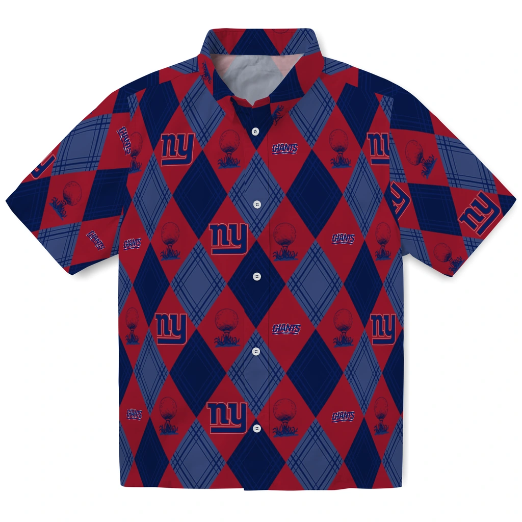 New York Giants Hawaiian Shirt - Golfing Plaid new york giants balloon plaid blue hawaiian shirts best selling