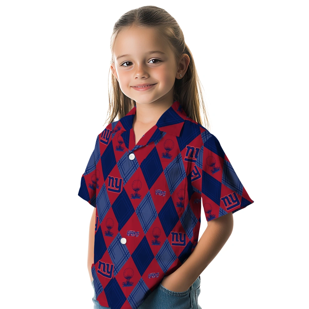 New York Giants Hawaiian Shirt - Golfing Plaid new york giants balloon plaid blue hawaiian shirts premium grade