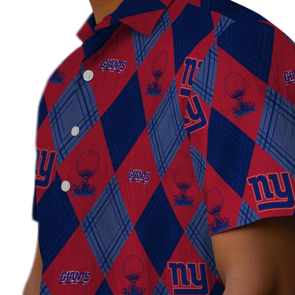 New York Giants Hawaiian Shirt - Golfing Plaid new york giants balloon plaid blue hawaiian shirts trendy