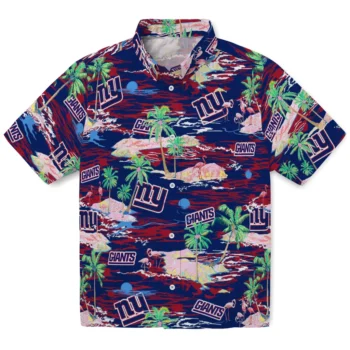 new york giants flamingo retreat blue hawaiian shirts best selling