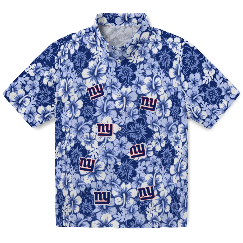 New York Giants Hawaiian Shirt - Hibiscus Blooms new york giants hibiscus blooms blue hawaiian shirts best selling