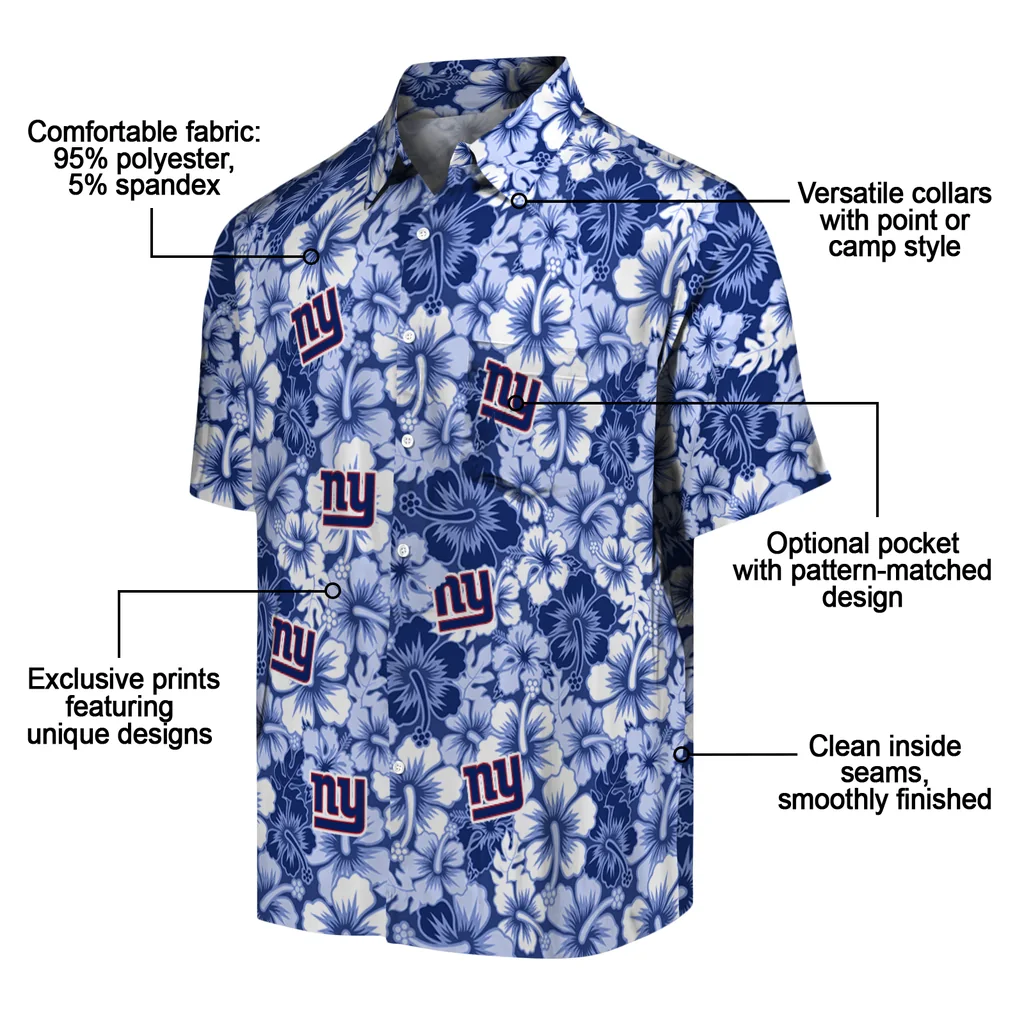 New York Giants Hawaiian Shirt - Hibiscus Blooms new york giants hibiscus blooms blue hawaiian shirts new arrival
