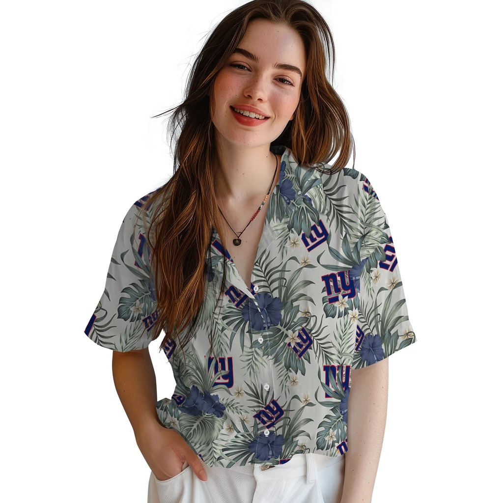New York Giants Hawaiian Shirt - Hibiscus Designs new york giants hibiscus designs beige hawaiian shirts latest model