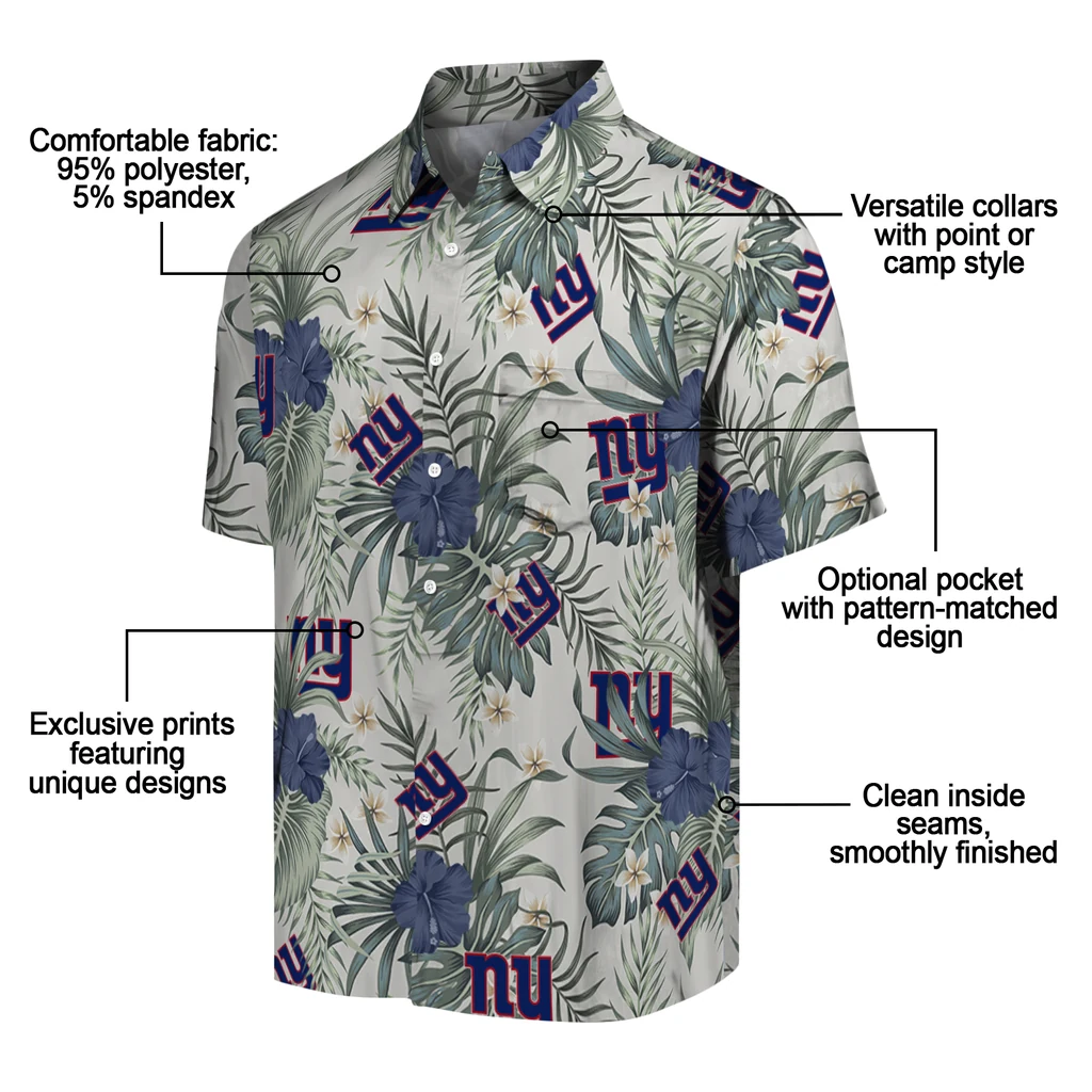 New York Giants Hawaiian Shirt - Hibiscus Designs new york giants hibiscus designs beige hawaiian shirts new arrival