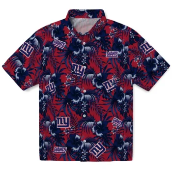 new york giants hibiscus exotic blue hawaiian shirts best selling