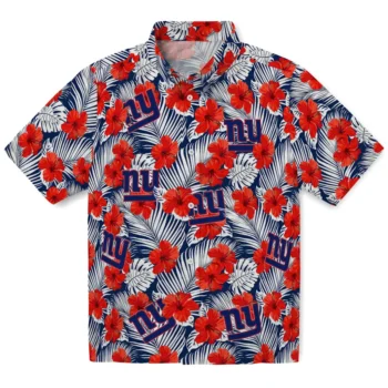new york giants hibiscus fiesta red royal blue hawaiian shirts best selling