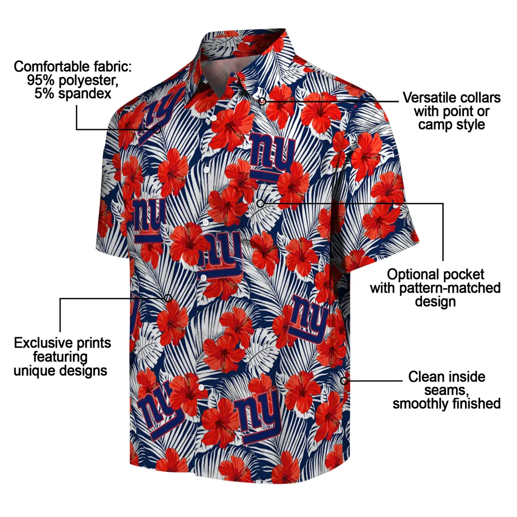 New York Giants Hawaiian Shirt - Hibiscus Fiesta new york giants hibiscus fiesta red royal blue hawaiian shirts new arrival