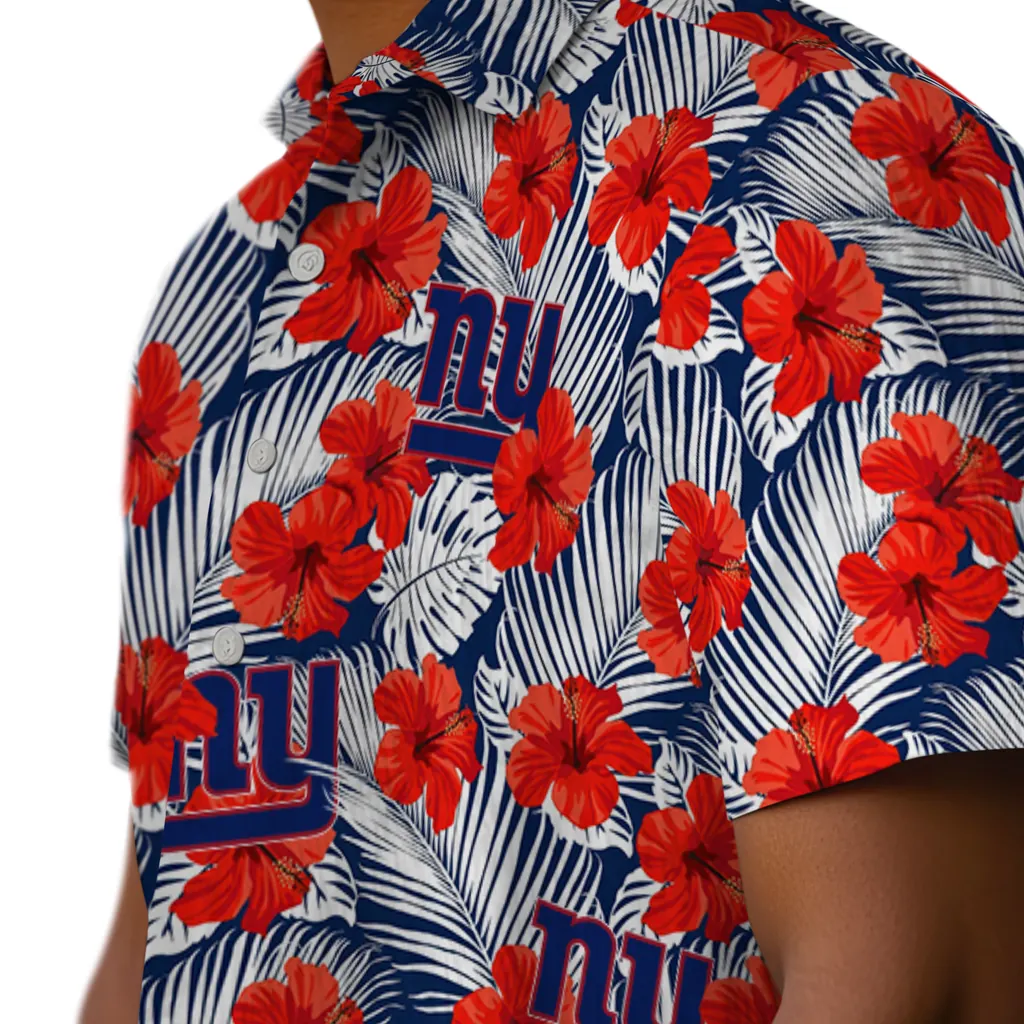 New York Giants Hawaiian Shirt - Hibiscus Fiesta new york giants hibiscus fiesta red royal blue hawaiian shirts trendy