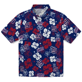 new york giants hibiscus bloom blue hawaiian shirts best selling