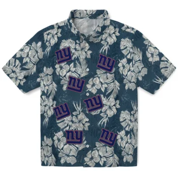 new york giants hibiscus flowers navy blue hawaiian shirts best selling