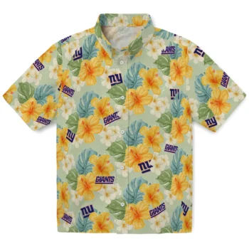 new york giants hibiscus mood pale lime yellow hawaiian shirts best selling