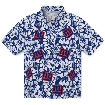 new york giants hibiscus motif blue white hawaiian shirts best selling