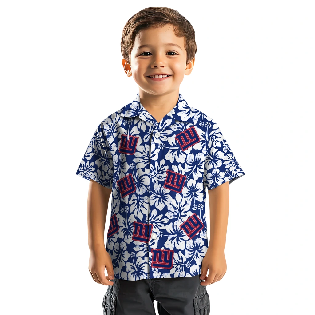 New York Giants Hawaiian Shirt - Hibiscus Motif new york giants hibiscus motif blue white hawaiian shirts top rated