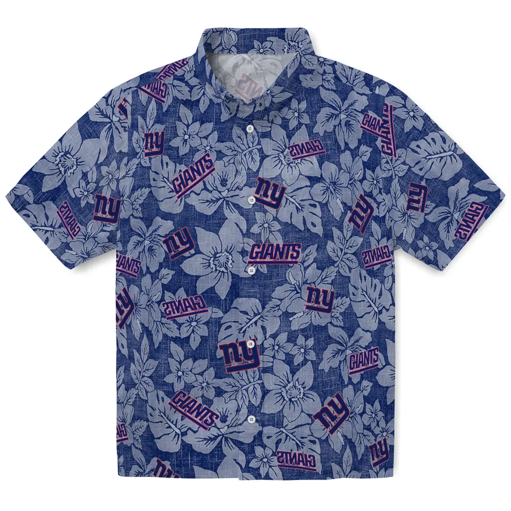 New York Giants Hawaiian Shirt - Hibiscus Oasis new york giants hibiscus oasis blue hawaiian shirts best selling