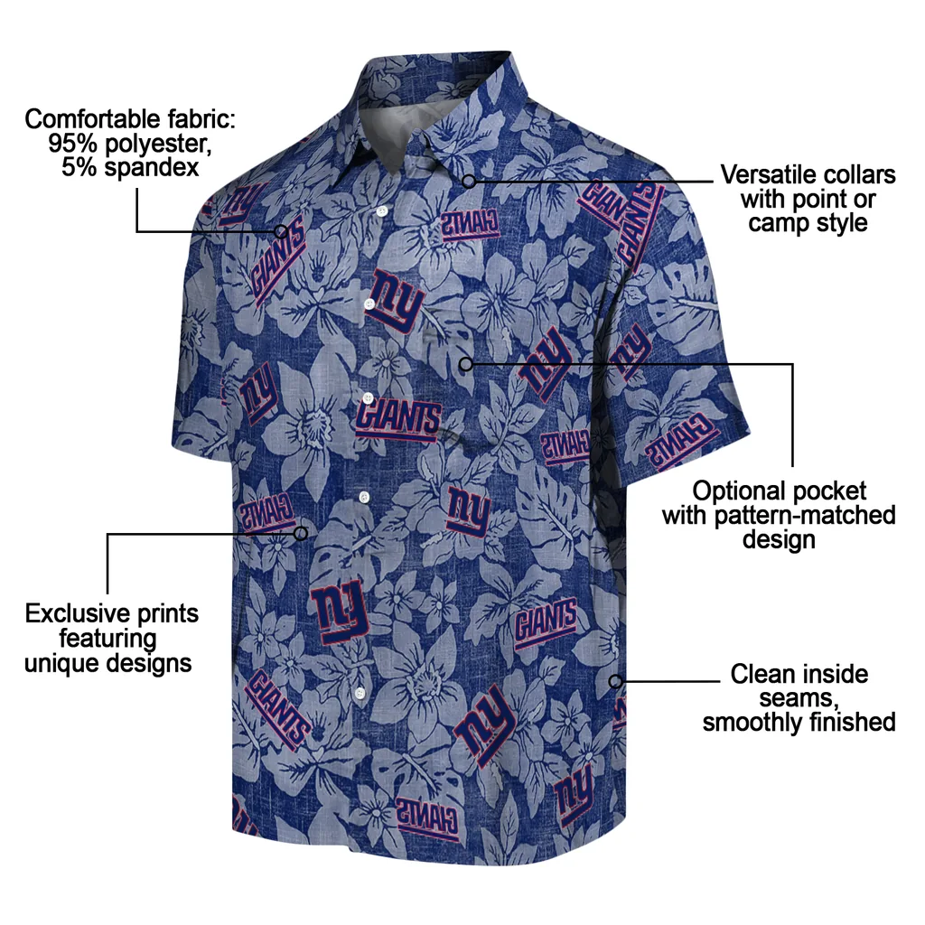 New York Giants Hawaiian Shirt - Hibiscus Oasis new york giants hibiscus oasis blue hawaiian shirts new arrival