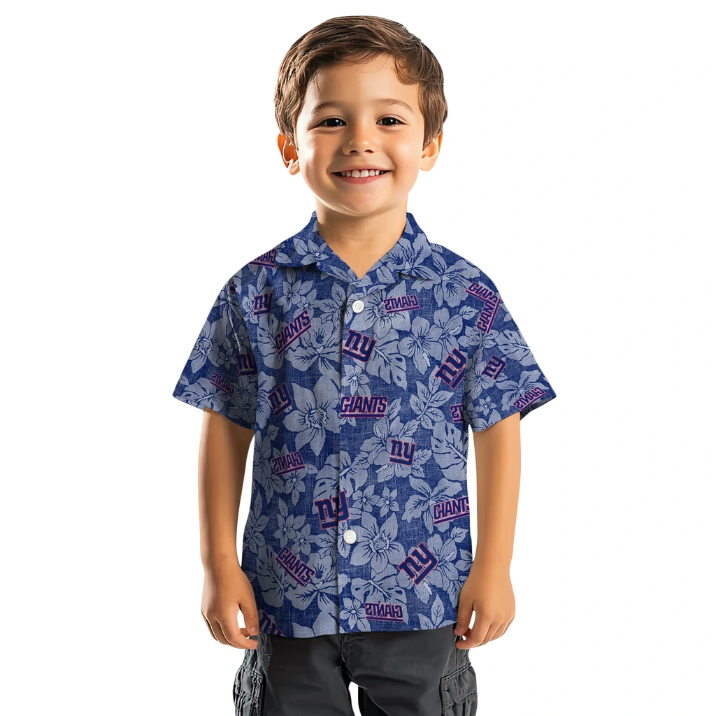 New York Giants Hawaiian Shirt - Hibiscus Oasis new york giants hibiscus oasis blue hawaiian shirts top rated