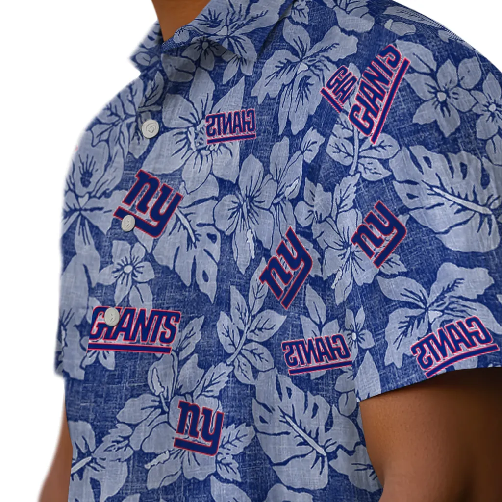 New York Giants Hawaiian Shirt - Hibiscus Oasis new york giants hibiscus oasis blue hawaiian shirts trendy