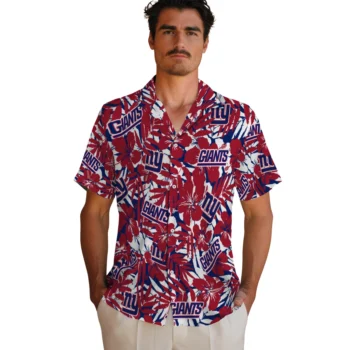 new york giants hibiscus overlay hawaiian shirts fashion forward