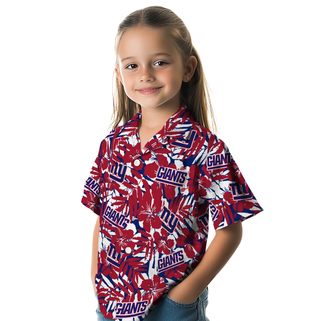 New York Giants Hawaiian Shirt - Hibiscus Overlay new york giants hibiscus overlay hawaiian shirts premium grade