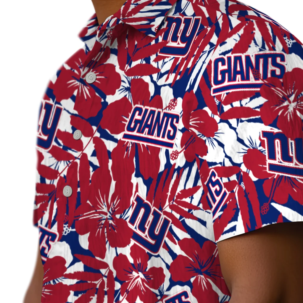 New York Giants Hawaiian Shirt - Hibiscus Overlay new york giants hibiscus overlay hawaiian shirts trendy