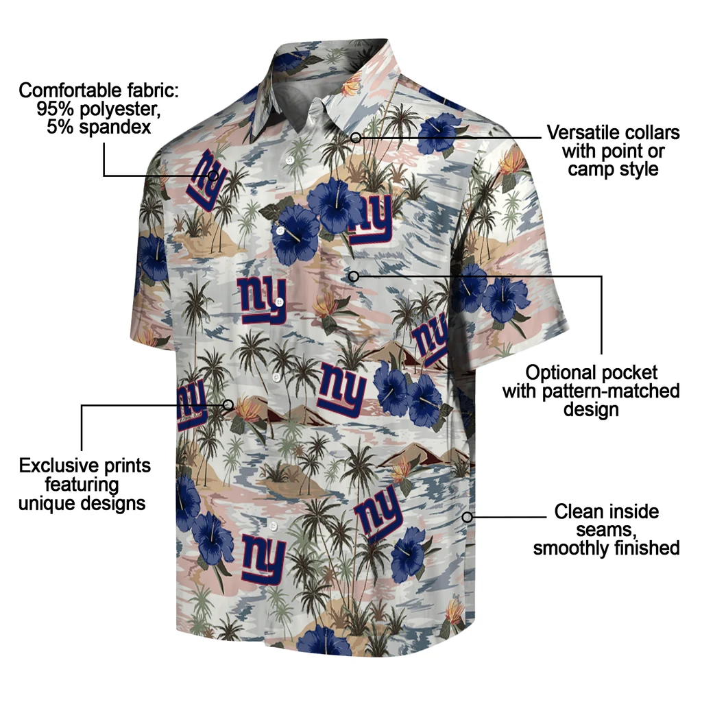 New York Giants Hawaiian Shirt - Hibiscus Seaside new york giants hibiscus seaside white hawaiian shirts new arrival