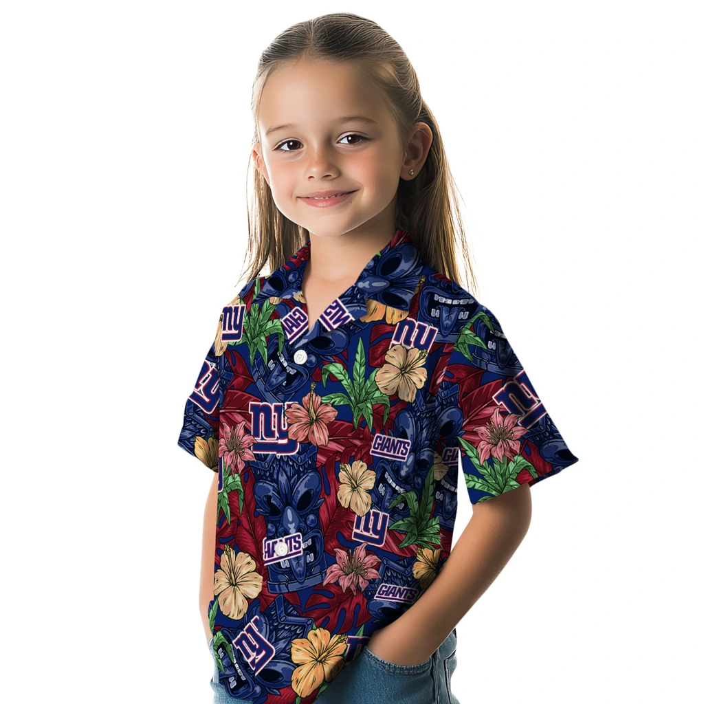 New York Giants Hawaiian Shirt - Hibiscus Tiki Jungle new york giants tiki jungle blue hawaiian shirts premium grade
