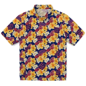 new york giants hibiscus tropics blue yellow hawaiian shirts best selling